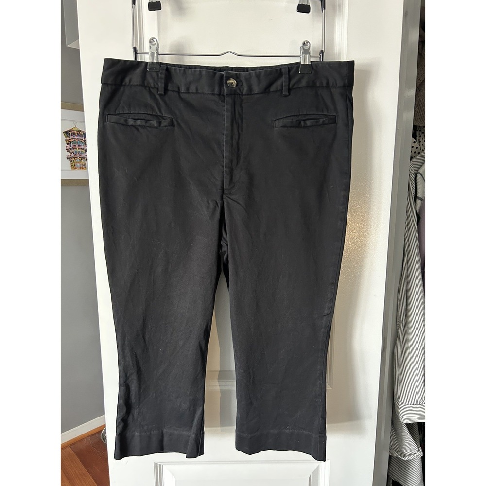 Anthropologie Black Cropped Capri Cotton Blend High Rise Pants Size 14